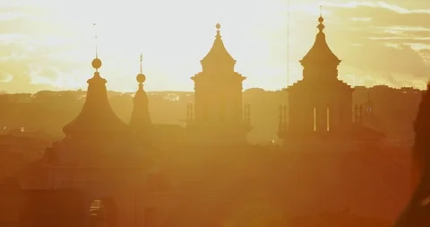 Rome skyline at sunset Stock-Footage 87629308