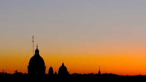 Rome skyline at sunset Stock Footage 95594799