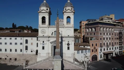 Rome, Spagna Square - Vertical Shot - Drone - Aerial view - Monument - Olelisk Stock Footage 130107340