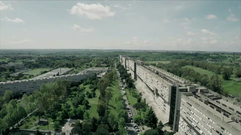 Rome, square, modern, architecture, New Corviale. Poor neighborhood. Aerial N. Stock Footage 64778138
