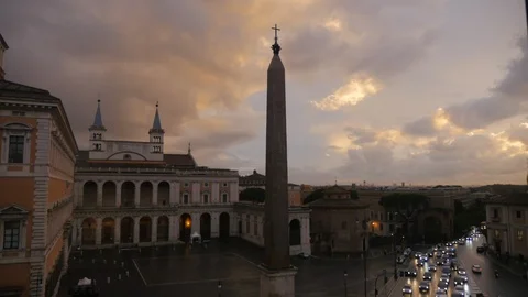 Rome square obelisk timelapse Video stock 122294327
