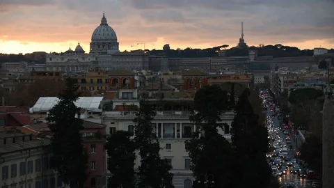 Rome at sunset panoramic view - rack focus Stock Footage 83282196