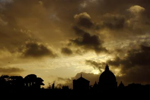 Rome - sunset on saint peter Stock Photos