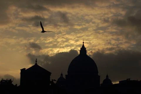 Rome - sunset on saint peter Stock Photos