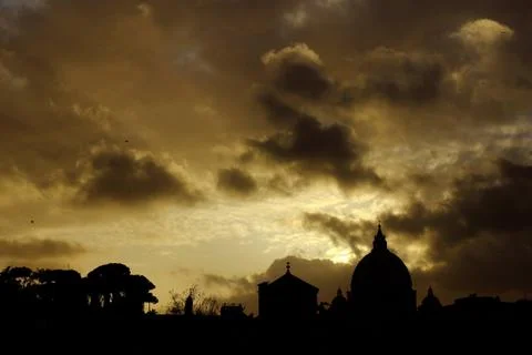 Rome - Sunset on Saint peter Stock Photos
