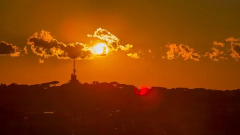 Rome sunset zoom view 스톡 동영상 85199743