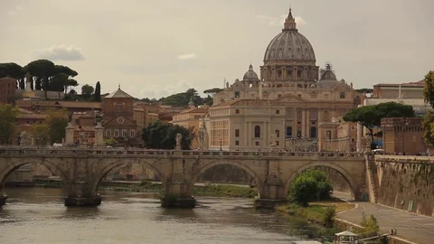 Rome - Tiber and St.Peters, the Vatican Stock Footage
