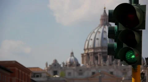 Rome - Traffic lights Stock Footage 8686895