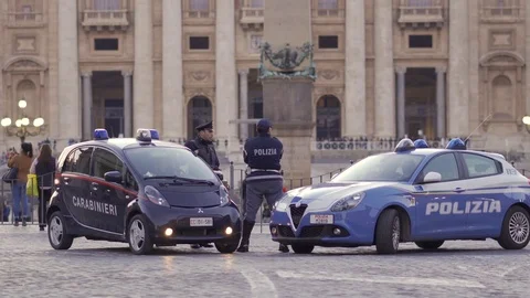 Rome, Vatican - Jan 24, 2018: Carabiniers and Police on the Saint Peter's square Stock Footage 85211136