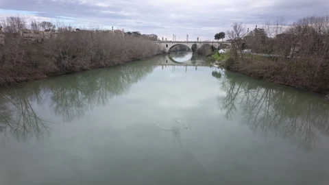 Rome, view of Tiber river from ponte Milvio - Italy - Time lapse Stock Footage 261153084