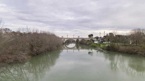 Rome, view of Tiber river from ponte Milvio - Italy - Time lapse Video stock 261154901