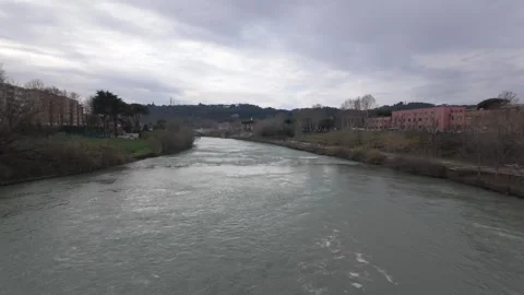 Rome, view of Tiber river from ponte Milvio - Italy Stock Footage 261159959