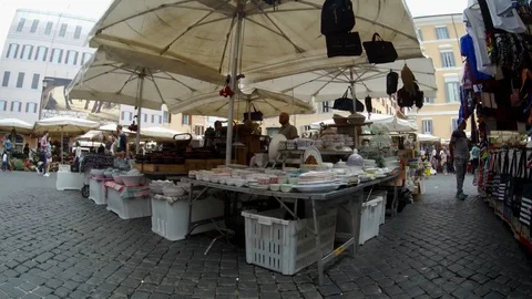 Rome - Walking between the crowd in the ancient market of Campo dei Fiori Stock Footage 89766808