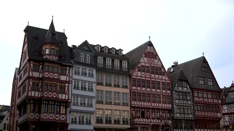 Römerberg Square Ostzeile Timber Framed Houses in Frankfurt Germany Stock Footage 338418260