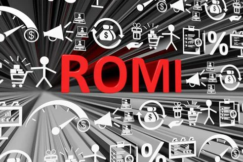 ROMI concept blurred background 3d render illustration Stock Illustration