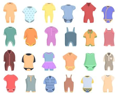 Romper icons set cartoon vector. Baby fashion Stock Illustration