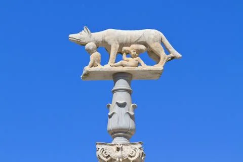 Romulus and remus with wolf statue, siena, italy Stock Photos