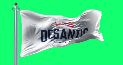Ron DeSantis 2024 campaign flag waving on green screen Stock Footage 256529969