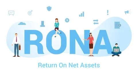 Rona return on net assets concept with big word or text and team people with  Stock Illustration