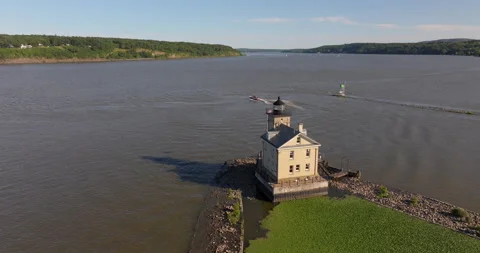 Rondout Lighthouse Above Stock Footage 329842904
