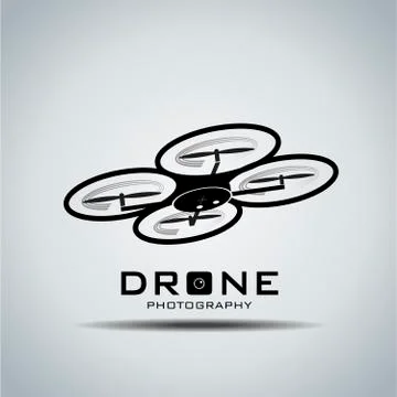 Rone with action camera, logo vector Stock Illustration
