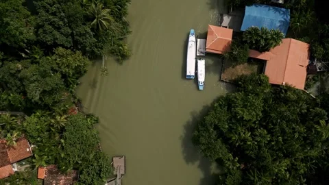 Rone Footage of Belém – Top view of a beautiful river at Combu Island Видео 314332318