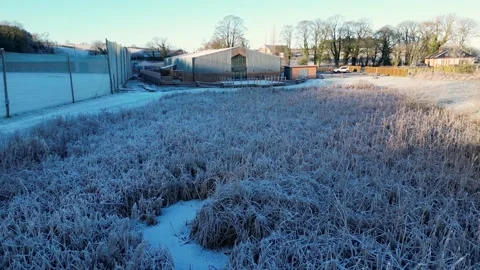 Roodlea Barn, Ayr low fly in with Drone Video stock 229976199