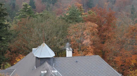 Roof aerials. Chimney. Vídeo Stock 34277635