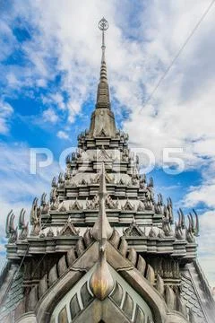 Roof of Buddhist temple in Bangkok Stock Photos