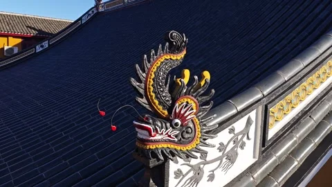 The roof of Buddhist temples with unique corner designs Stock Footage 346680048