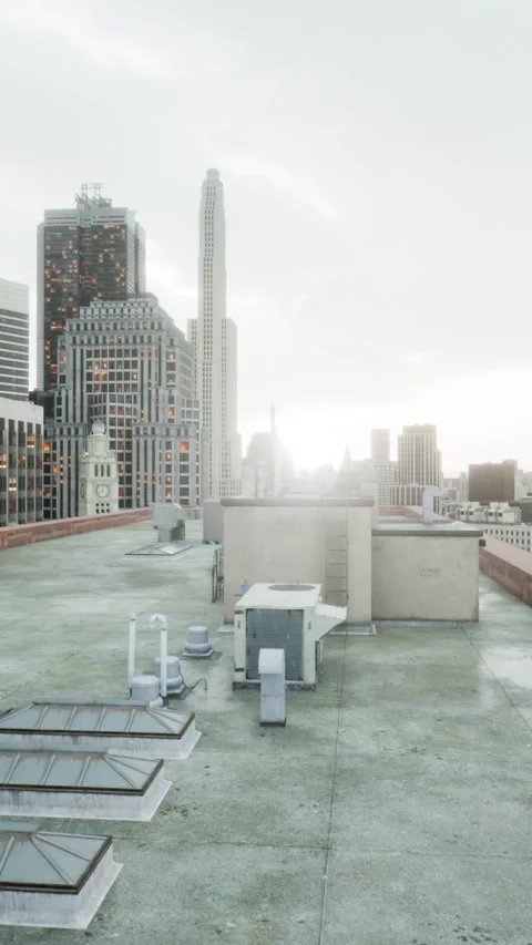 The roof of the building with ventilation hatchways Stock Footage 290790906