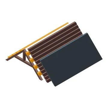 Roof construction showing different layers in isometric view Stock Illustration