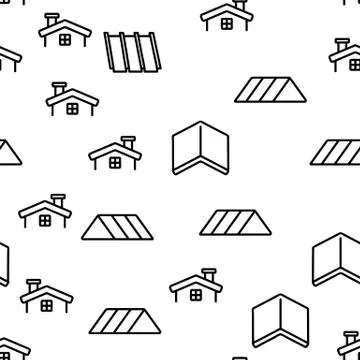 Roof Construction Vector Seamless Pattern Illustrazione stock