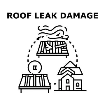 Roof damage problem with water leaking Stock Illustration
