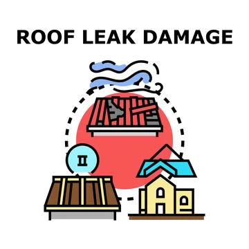 Roof damage problem with water leaking Stock Illustration