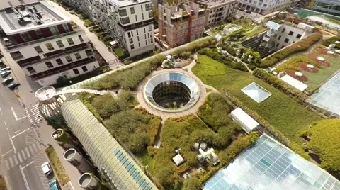 The Roof Garden On Of The Library Of University Of Warsaw Stock Footage