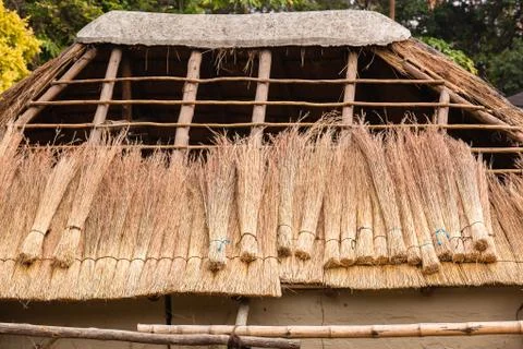 Roof Grass Thatching Construction Stock Photos