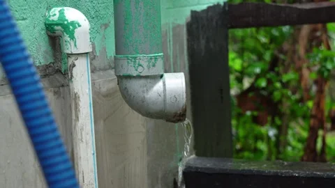 Roof Gutter During Monsoon Rainfall. Stock Footage 338030293