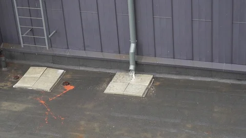 Roof gutter in the rain Stock Footage 116725238