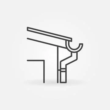 Roof Gutter System vector concept outline icon Illustrazione stock