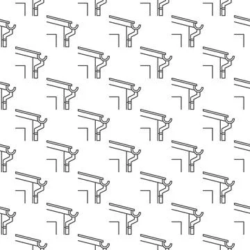 Roof Gutter System vector outline seamless pattern Illustrazione stock