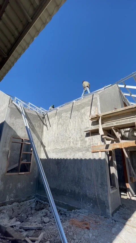 Roof installation Stock Footage 243081157