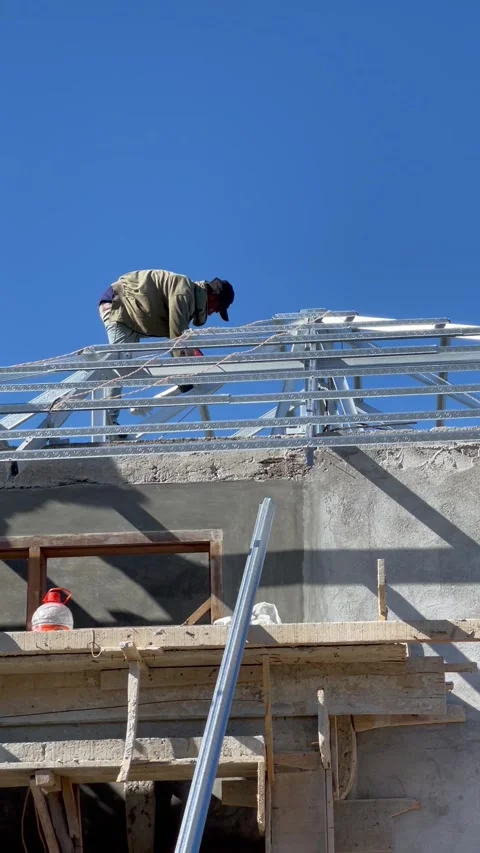 Roof installation Stock Footage 243081182