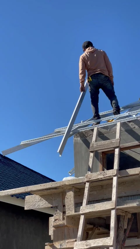 Roof installation Stock Footage 243081184