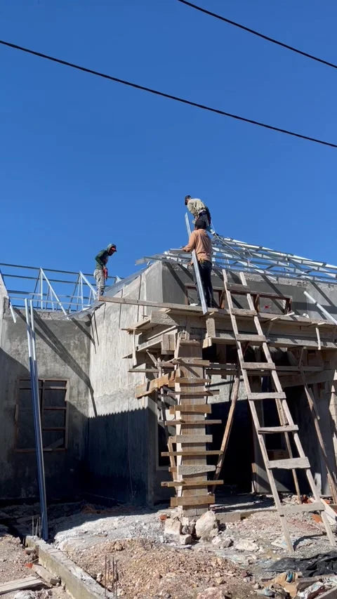 Roof installation Stock Footage 243081214