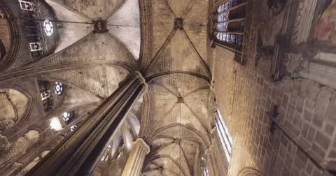 Roof, luster and columns inside the cathedral Video stock 63632446