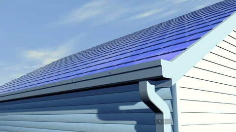 Roof with overlapping integrated photovoltaic solar shingles Stock Footage