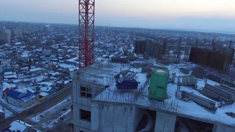 The roof of the skyscraper under construction Stock Footage 85829881