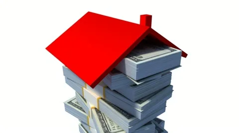 Roof on a stack of dollar bills. Stock Footage 20476940