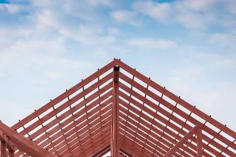 Roof steel architecture under construction Stock Photos